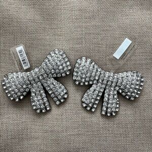 Crocs Silver Metal & Rhinestone Bling Bows X2